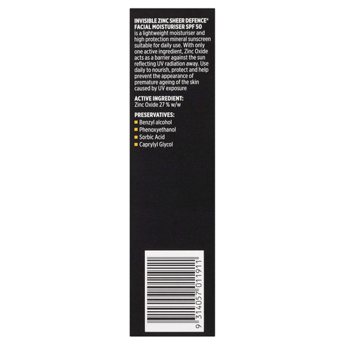 Sheer Defence Moisturizer SPF 50 - Daily Moisturizer with Sun Protection, 50g to Prevent Premature Aging from UV Rays