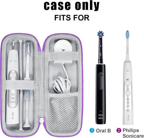 Toothbrush Hard Travel Case Compatible with Philips Sonicare Protectiveclean 4100, 5100, 6100, 6500 (Purple)