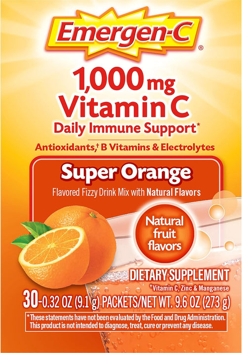 Emergen-C Vitamin C Powder, 1000mg for Daily Immune Support, 30 Count