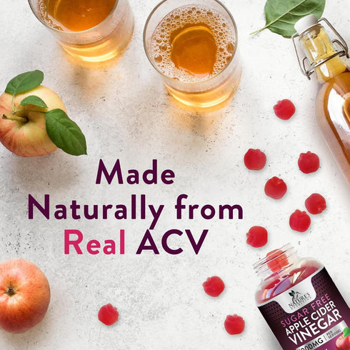 Nature's Nutrition Apple Vinegar Gummy for Weight Loss 1000mg - Vegan ACV Gummies for Detox & Cleanse, 60 Gummies