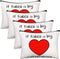 Weewooday 4 Pieces Teacher Gifts, Makeup Bags, Teacher Appreciation Gifts, Heart Pattern Cotton Pouch