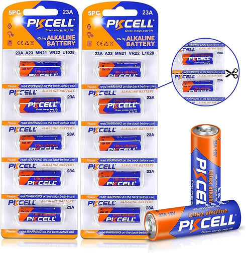 PKCELL A23 23A 12V Alkaline Battery 12V Specialty 23AE Battery(10 Count)