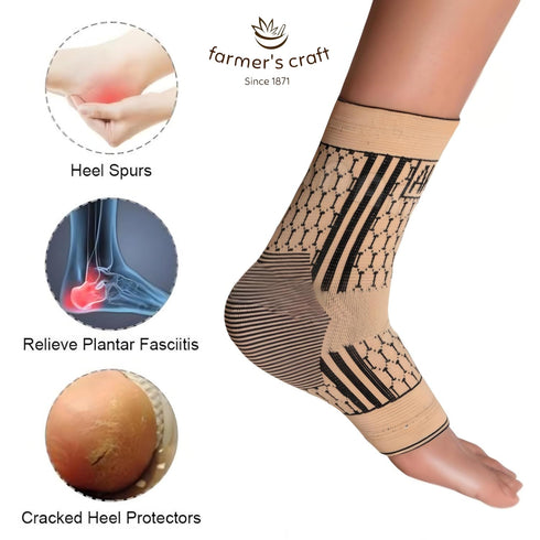 farmer's craft Ankle Brace Support Sleeve & Moisturizing Treatment for Cracked Heel, Adjustable Neoprene Socks (Medium)