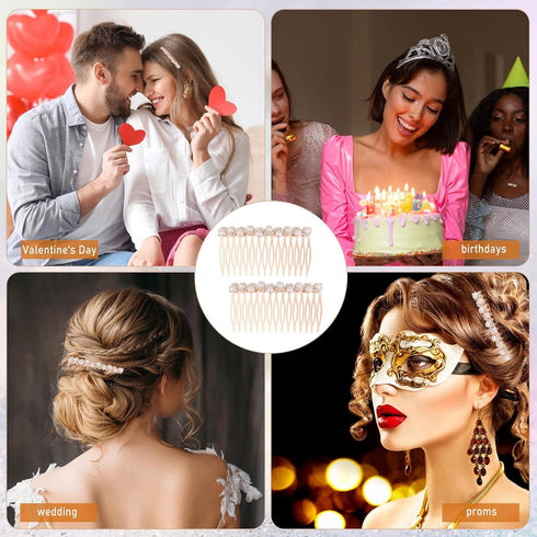 Pearl Hair Side Comb, Decorative Rhinestone Crystal Hair Clip for Women, Bridal Hair Piece