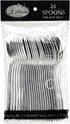 Plastic Cutlery Silverware Extra Heavyweight Disposable Flatware, Full Size Plastic Spoons Like Silver 24 Pack