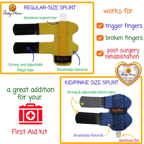 BodyMoves 5 Finger Splints plus 1 pinkie/kid splint (with Blue Pinkie)