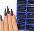 LoveOurHome 100pc Coffin Press on Nails, Medium Ballerina Acrylic Fake Nails, Matte Black Full Cover Nail Tips for Women