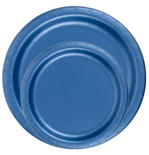 Party Favors Plus 24 9" Plates Paper Dinner Lunch Plates Wax Coated - Royal Blue