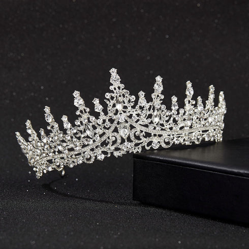 SWEETV Crystal Wedding Tiara for Women, Rhinestone Crown Headband, Royal Princess Hair Accessories for Prom Birthday