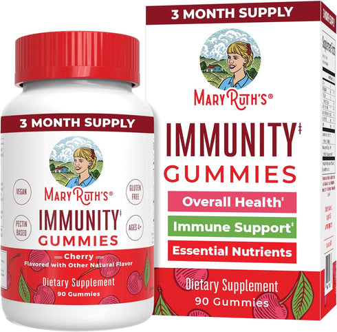 Mary Ruth's 5-1 Immunity Gummies with Elderberry for Kids & Adults, Cherry Flavor, 90 Count
