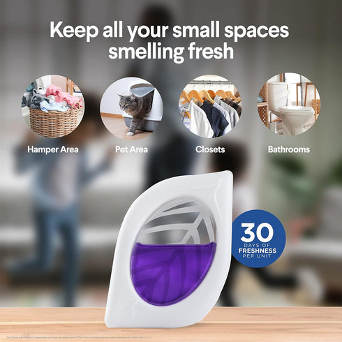 Clorox Fraganzia Small Room Air Freshener, Lavender with Eucalyptus, 2 Units, Peel & Place