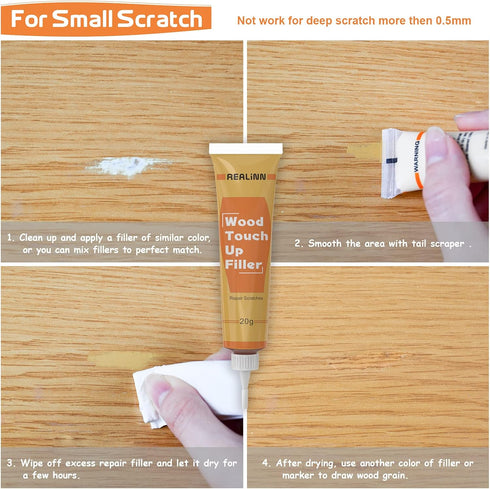 REALINN Wood Furniture Repair Kit 8 Light Colors - Fillers and Touch Up Markers for Wooden Surfaces