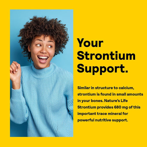 NATURE'S LIFE Strontium Citrate 680mg, Chelated Supplement, 30 Servings, 60 Vegetarian Tablets