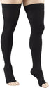 Truform 30-40 mmHg Compression Stockings, Thigh High Length, Open Toe, Black, Medium