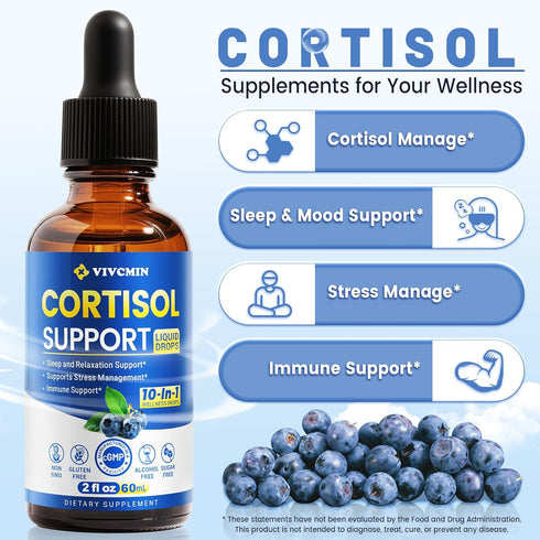 vivcmin 10 1 2 Oz, in Cortisol Supplements for Women & Men, Cortisol Reducer with Ashwagandha, Magnesium, L-Theanine