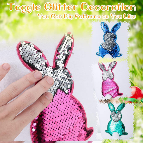Saintrygo 6 Pieces Easter Bunny Basket Bags for Kids Canvas Easter Eggs Hunt Basket with Handle Gifts Bags Carrying