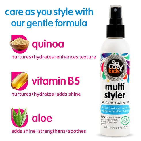 SoCozy Multi Styler, Kids Styling Hair Spray, Safe for Everyday Use, 5.2 Fl Oz, Gentle Formula