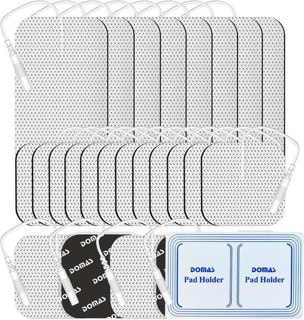 DOMAS 24 Pack TENS Pads with Pad Holder, 2x2 & 2x4, for TENS 7000, Latex-Free, Compatible with AUVON Etekcity