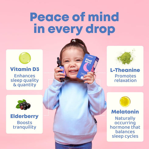 JoySpring SleepBerry Kids Melatonin Liquid - 3MG with D3 and Elderberry, Sugar-Free Sleep Support Formula (4 fl oz)