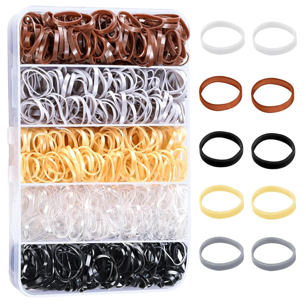 YGDZ Elastic Hair Bands, 600 Pcs Mini Hair Ties in 5 Colors, Elastic Hair Ties for Girls and Women