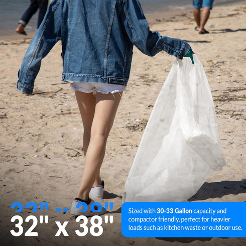 Reli. SuperValue 33 Gallon Trash Bags, 50 Count, Heavy Duty, Clear Multi-Use Garbage Bags, Made in USA