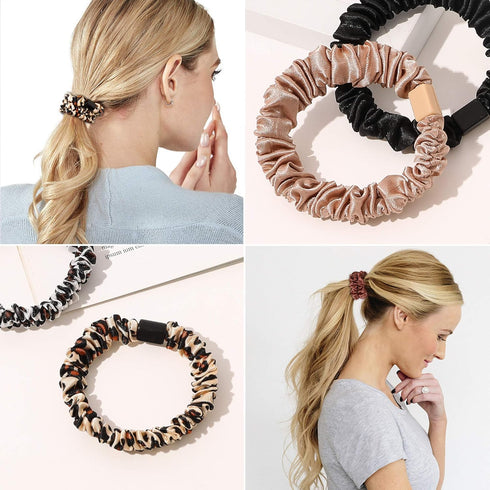 Silk Hair Ties Satin Scrunchies - Mini Scrunchy for Women Thick Hair Accessories Soft No Slip Ponytail Holder