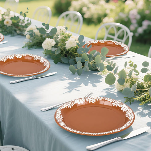 Houuqe 60 9 Inch PCS Platos De Barro Mexicanos Mexican Paper Plates Cielito Lindo Decoration- Mexican Terracotta Flower