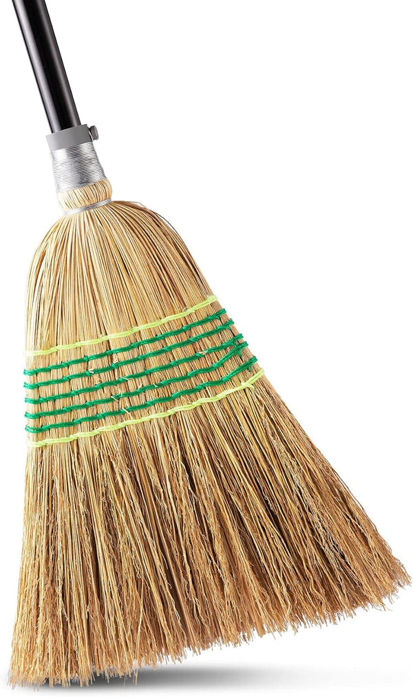 Yocada Heavy-Duty Broom Corn Broom for Outdoor Commercial Indoor Use, 59.8inch for Courtyard, Garage, Lobby, Market