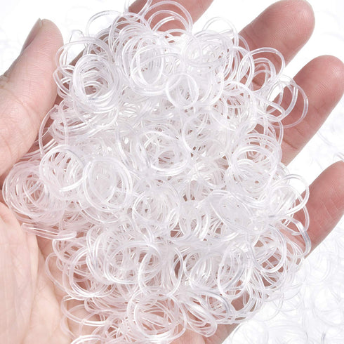 Hicarer Pack of 2000 Mini Rubber Bands, Soft Hair Elastics for Children Hair, Dreadlocks, Wedding Styles (Clear)