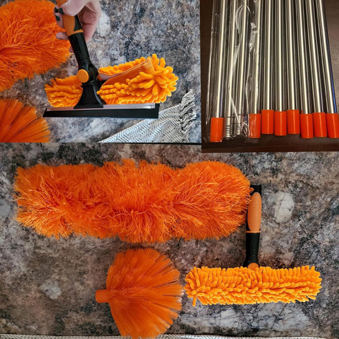 20+ Feet High Reach Duster Kit with 3-14 ft Extension Pole, High Ceiling Dusting and Window Cleaning Kit