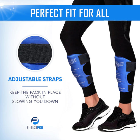 Shin Splint Ice Packs, HSA and FSA Eligible Reusable Hot and Cold Therapy Wrap for Leg or Calf Pain Relief, Freezable