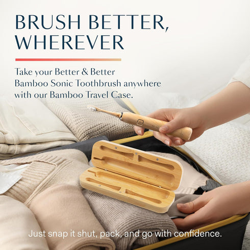 Better & Better Bamboo Travel Case - Fits 2 Replacement Brush Heads & 1 Electric Brush Handle, Natural Bamboo