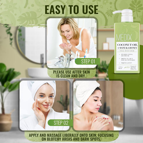 MEDIX 5.5 Coconut Oil Lotion with Manuka Honey Cream for Face & Body, Firming Coconut Oil, 2-Pack