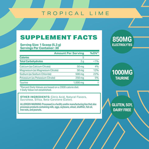 Podium Nutrition Training Salt + Electrolytes Powder, Tropical Lime, 30 Servings for Post Workout Hydration & Muscle