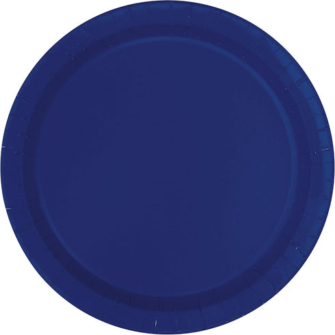 Lovely True Navy Blue Solid Round Dinner Plates - Vibrant 9" (Pack of 16) - Sturdy & Stylish