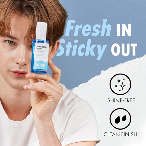 DASHU Boy Blue Sedum Water Serum, Hydrating Skin Serum with 8 Hyaluronic Acids for Men's Grooming Essentials