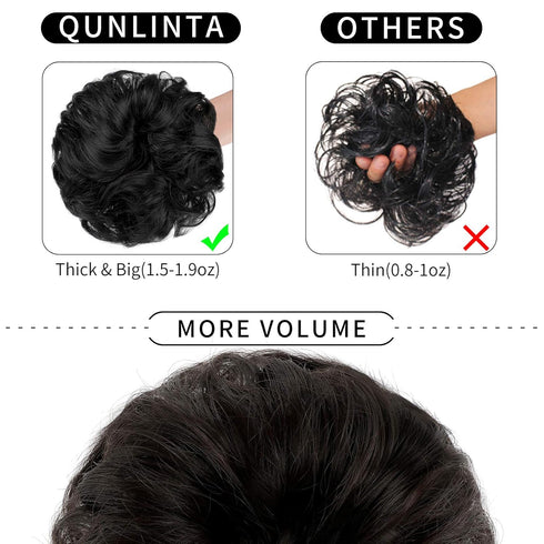 Messy Bun Hair Piece, Thick Updo Scrunchies Hair Extensions for Women Girls, Dark Brown