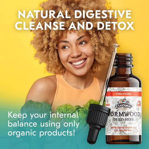 Wormwood Organic Tincture - Natural Digestive Cleanse Supplement, Wormwood Herb Extract for Detox, 2 Fl Oz