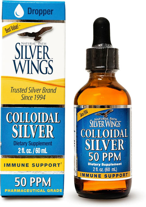 Natural Path Silver Wings Colloidal Silver Liquid, Daily Immune Support Supplement, 2oz Dropper