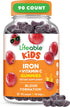 Iron Supplements for Kids, 10mg with Vitamin C, Great Tasting Iron Gummies for Immune Health, 90 Gummies