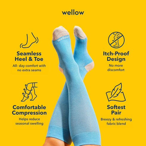 Wellow Premium Socks (Compression Socks - Regular) for Men and Women, Made with Viscose from Bamboo, Relieves Swelling