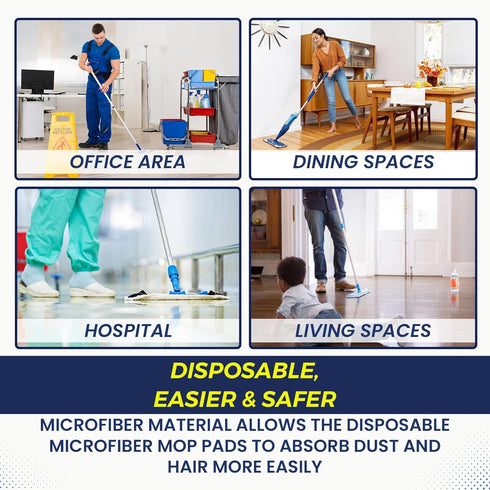 18 Inch Microfiber Disposable Mop Pad, 24 Pack for 16-18'' Hook & Loop System Mop, Compatible with Bona
