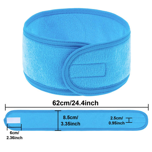 Whaline 4 PCS Spa Headband, Stretch Terry Cloth Makeup Hair Band for Sport Yoga Shower (Blue)