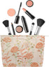 PAZIMIIK Large Zipper Makeup Bags for Purse, Travel Canvas Cosmetic Pouch, Brocade Flower Pink Organizer for Women and