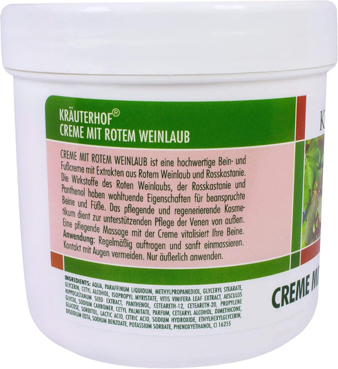 Horse Chestnut & Red Vine Cream for Varicose Veins, Aching Legs - 250ml, All Skin Types
