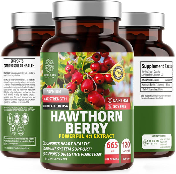 Number One Nutrition N1N Premium Hawthorn Berry Extract, Max Strength Hawthorn Berry