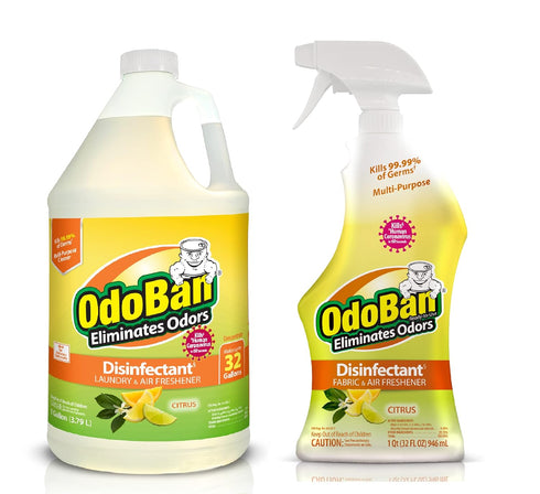 OdoBan Ready-to-Use Disinfectant and Odor Eliminator, Citrus Scent, Set of 2, 32 oz Spray & 1 Gallon Concentrate