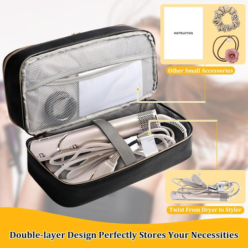 Travel Carrying Case for Shark Flex Style, Double-Layer Waterproof Organizer Bag for Shark SpeedStyle Hair Dryer