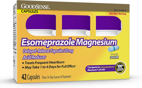 Esomeprazole Magnesium Delayed Release Capsules, 20 mg, Proton Pump Inhibitor for 24 Hour Frequent Heartburn Treatment