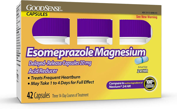 Esomeprazole Magnesium Delayed Release Capsules, 20 mg, Proton Pump Inhibitor for 24 Hour Frequent Heartburn Treatment